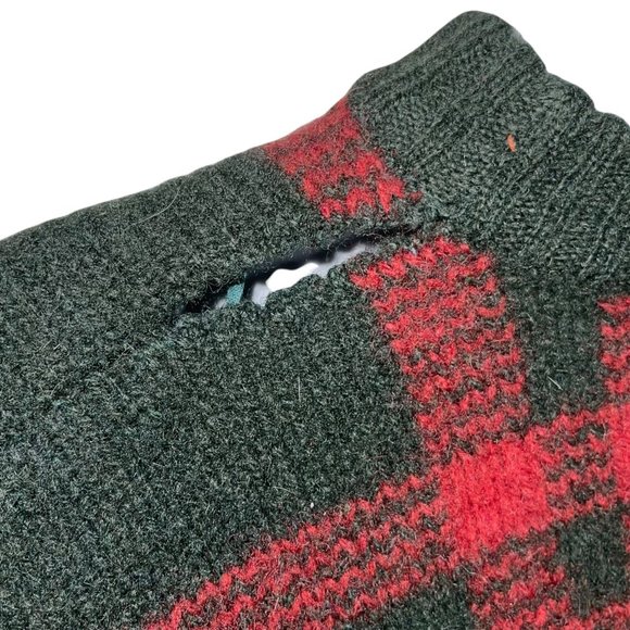 Structure Vintage 1990's 100% Wool Thick Plaid Embroidered Pullover Sweater XL - Picture 8 of 10